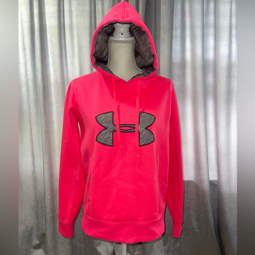Under Armour Hot Pink W/Gray Pullover Breast Cancer Hoodie Sweatshirt Size Med